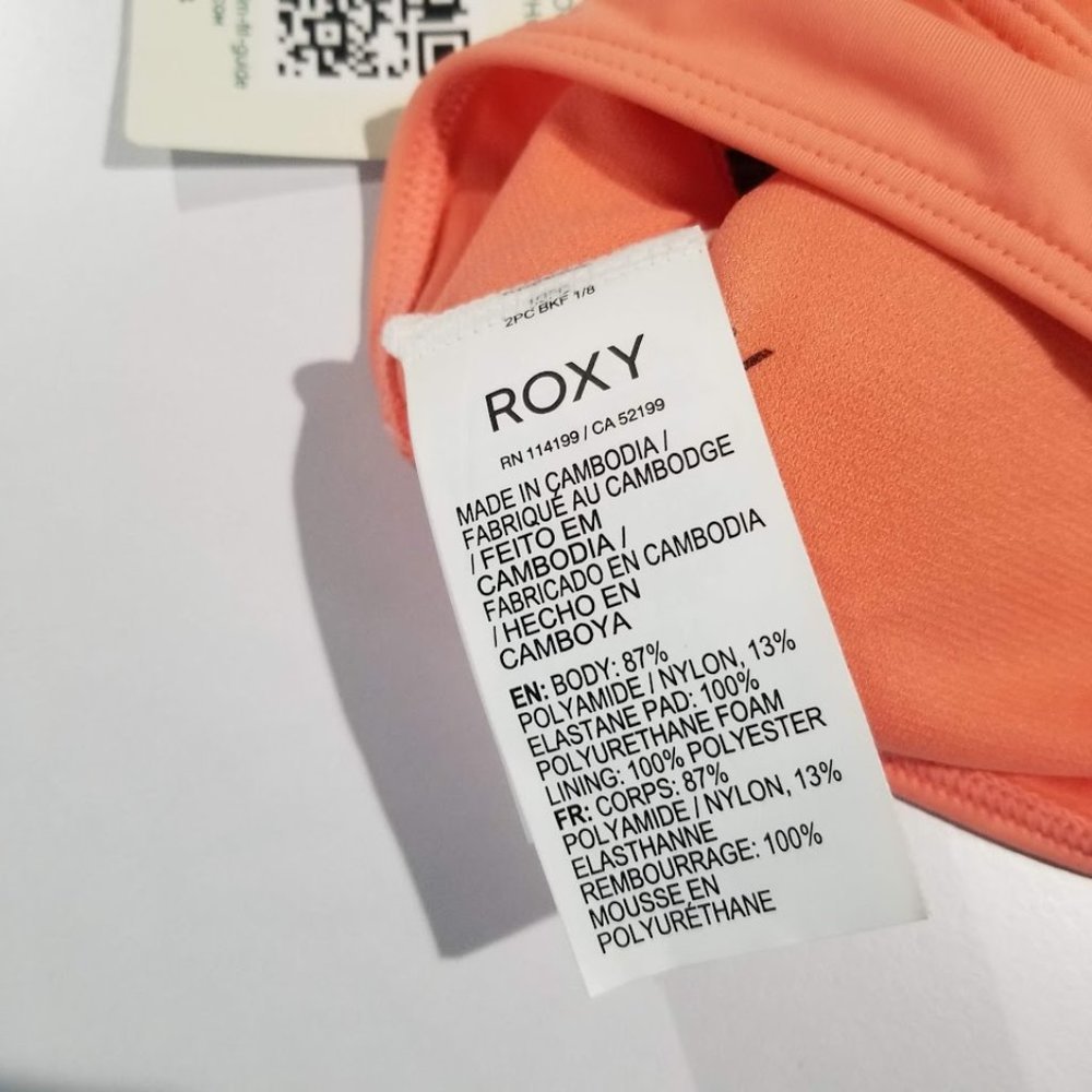 Roxy  Beach Classics Elongated Bikini Top Fusion Coral Size Medium - Picture 9 of 9